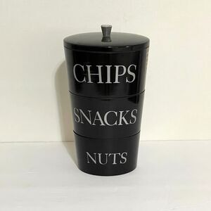 Vintage Nesting Stacking Tower Snacks Chips Nuts Server Black 1960s